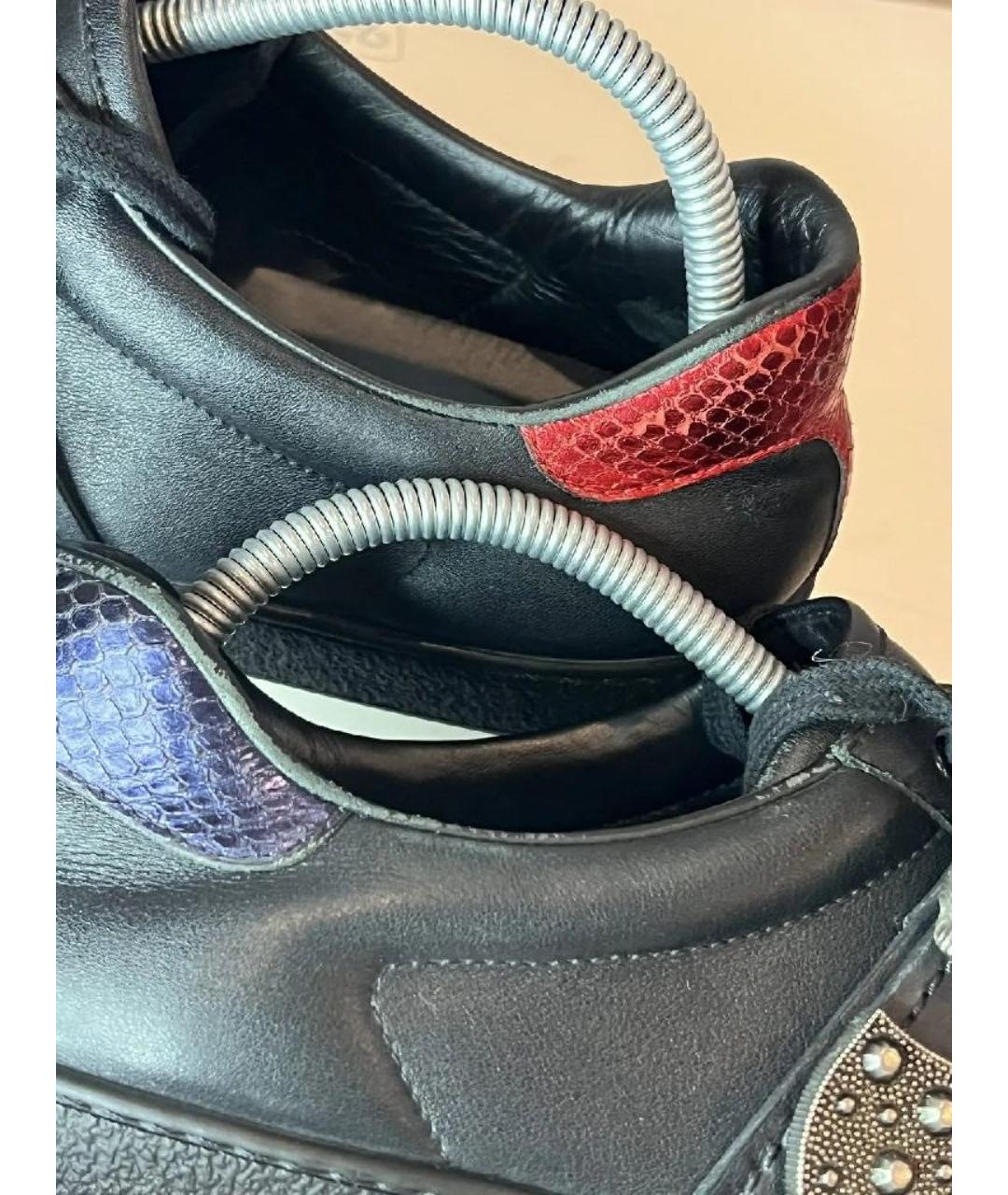 GUCCI Черные кожаные низкие кроссовки / кеды, фото 6