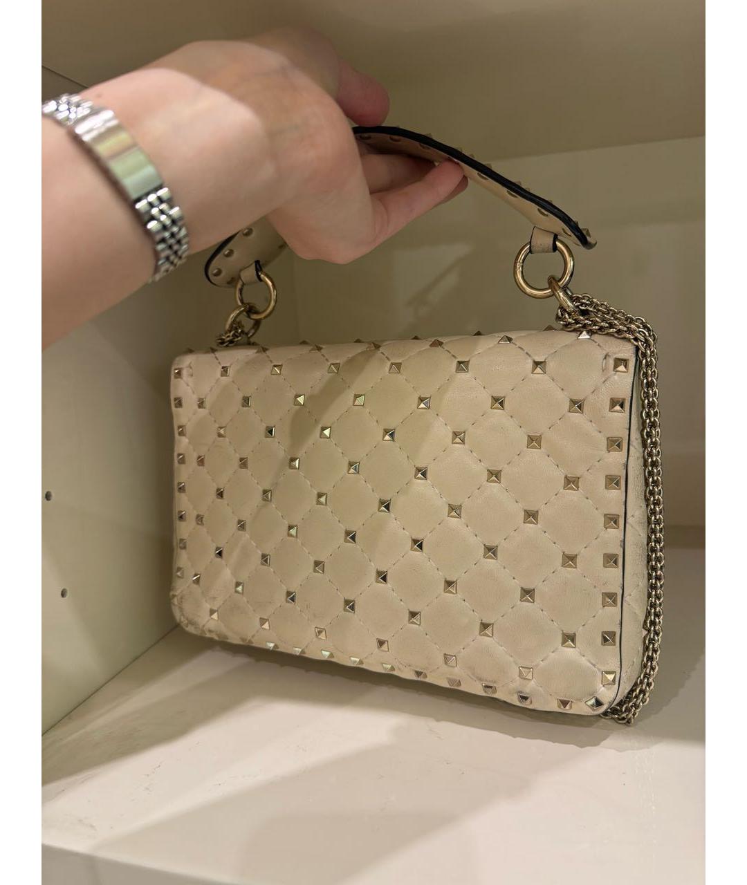VALENTINO Бежевая кожаная сумка через плечо, фото 3
