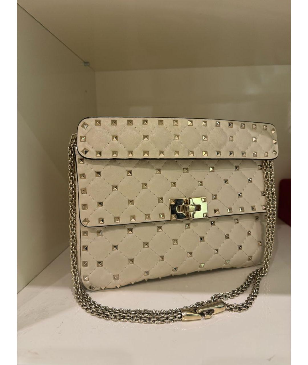 VALENTINO Бежевая кожаная сумка через плечо, фото 5