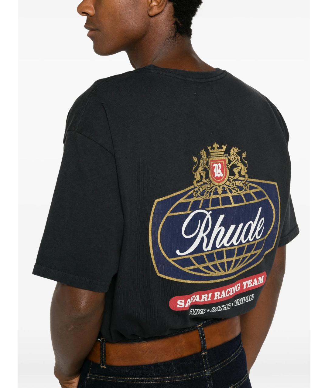 RHUDE Черная хлопковая футболка, фото 5