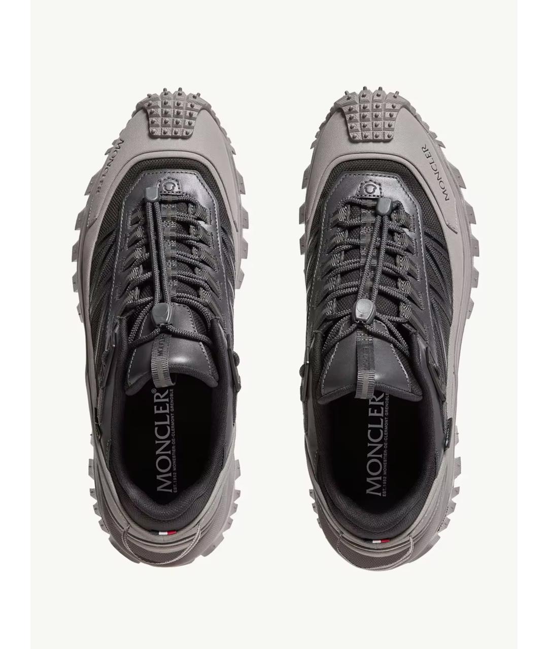 MONCLER Серые синтетические низкие кроссовки / кеды, фото 4