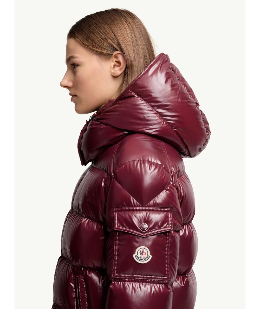 MONCLER Красный полиамидовый пуховик, фото 6