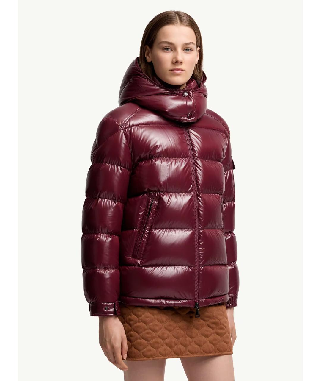 MONCLER Красный полиамидовый пуховик, фото 3