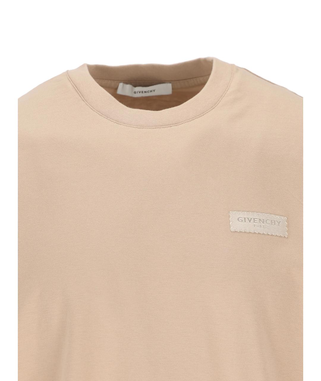 GIVENCHY Бежевая хлопковая футболка, фото 4