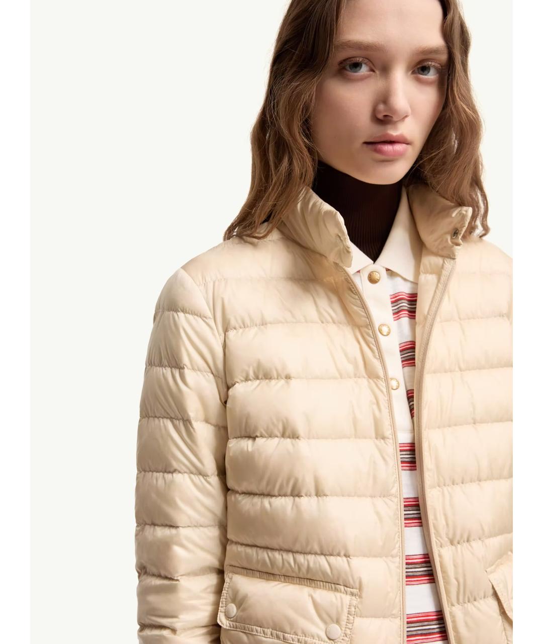 MONCLER Бежевая полиамидовая куртка, фото 5