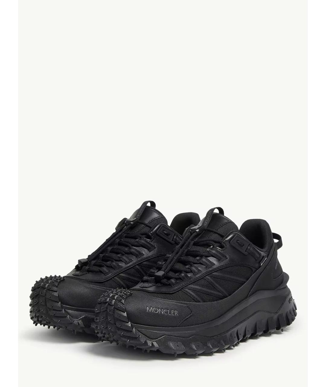 MONCLER Черные синтетические низкие кроссовки / кеды, фото 2