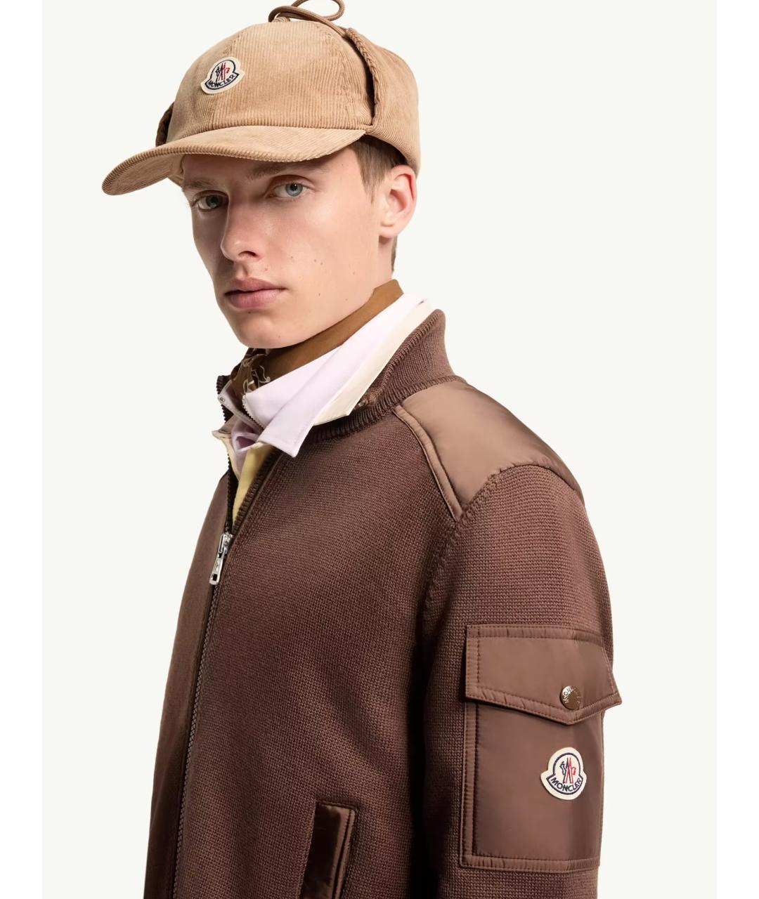MONCLER Коричневый полиамидовый кардиган, фото 6