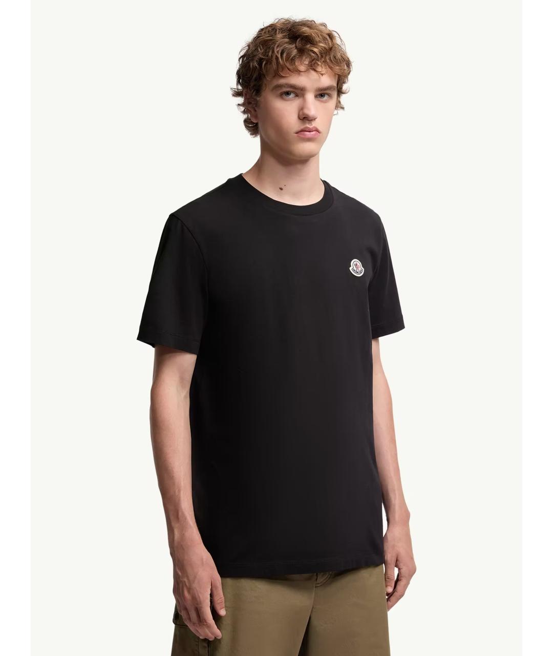 MONCLER Черная хлопковая футболка, фото 3