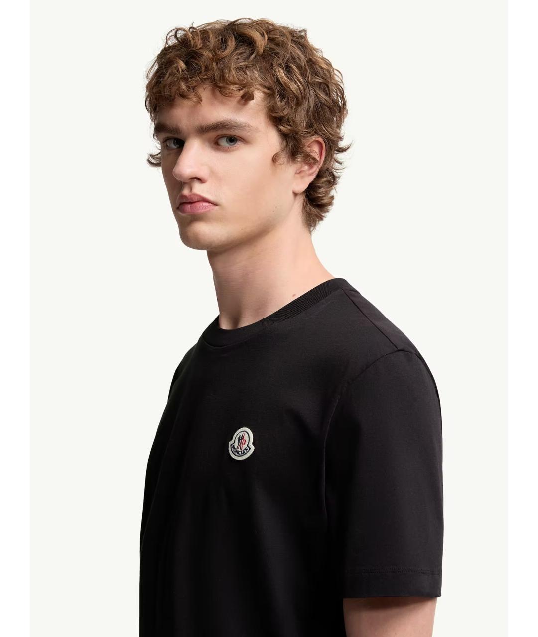 MONCLER Черная хлопковая футболка, фото 6