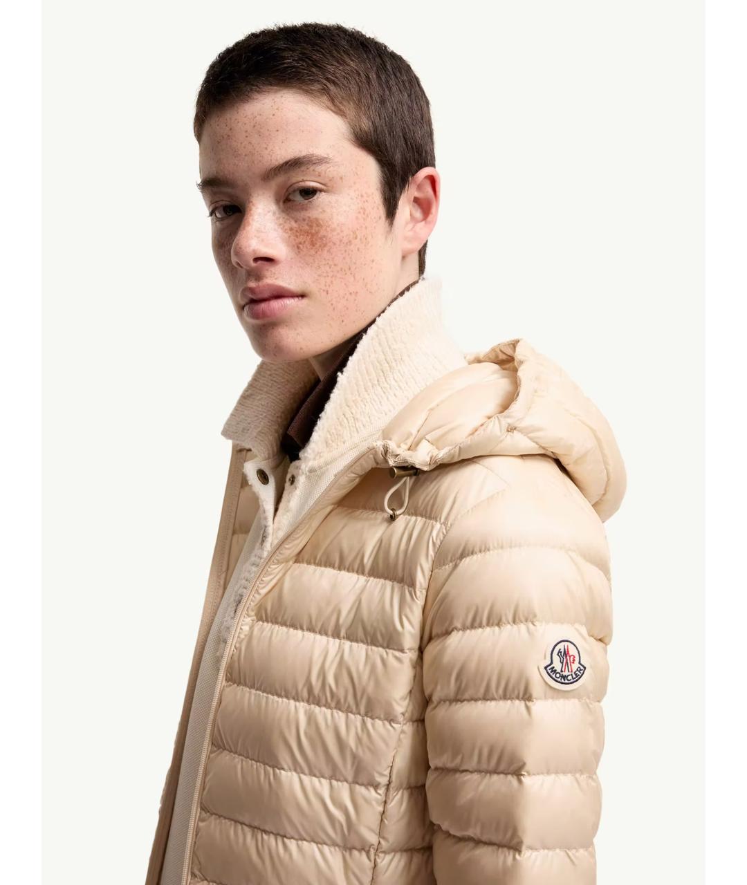 MONCLER Бежевая полиамидовая куртка, фото 6