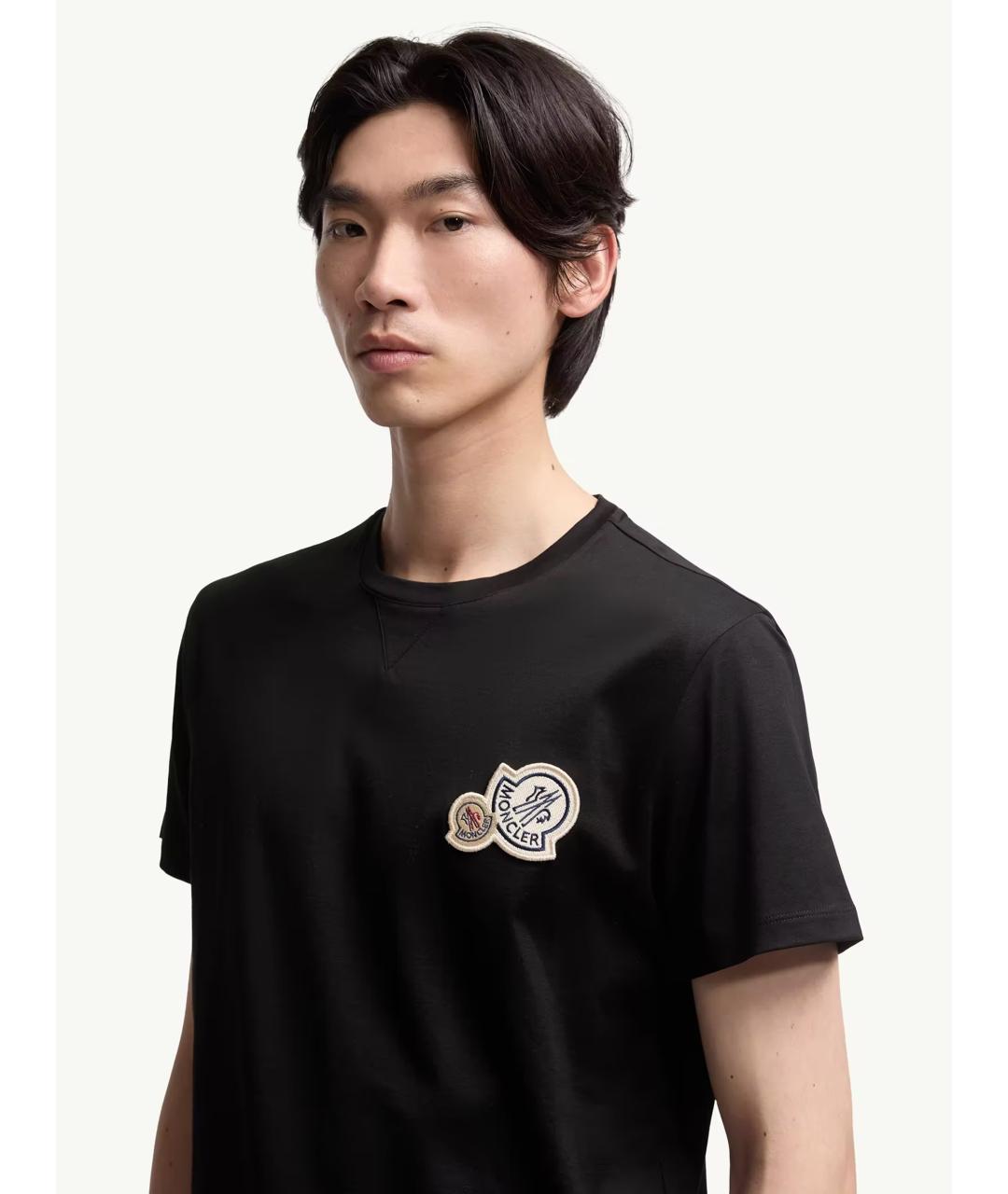MONCLER Черная хлопковая футболка, фото 5