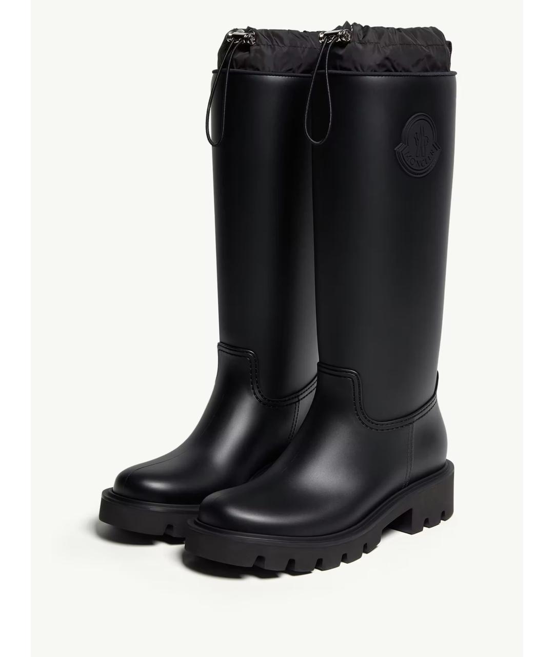 MONCLER Черные кожаные сапоги, фото 4