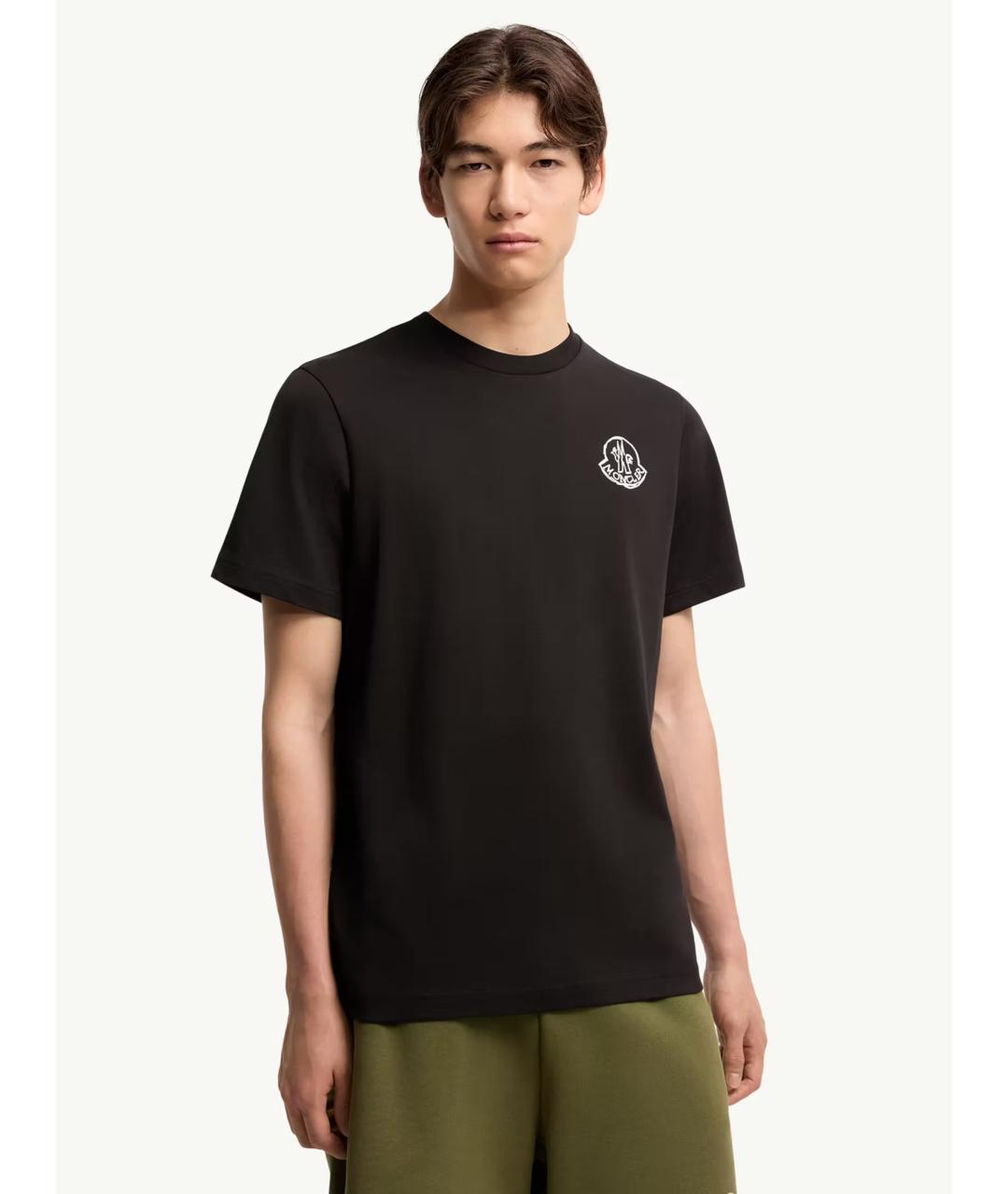 MONCLER Черная хлопковая футболка, фото 4
