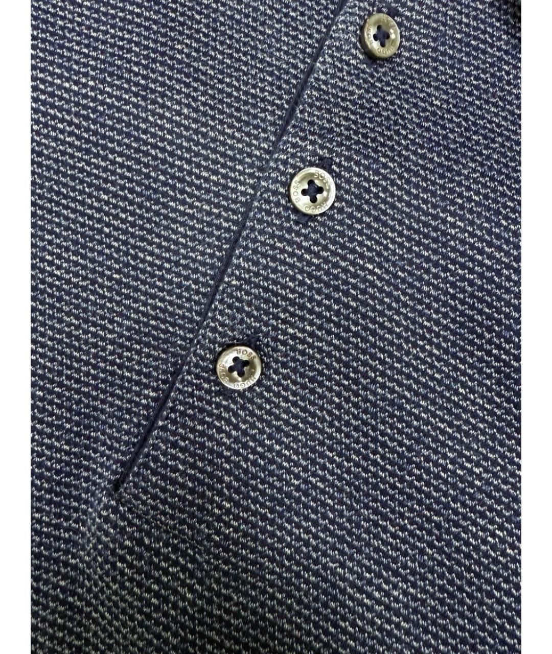 HUGO BOSS Темно-синее хлопковое поло с длинным рукавом, фото 6