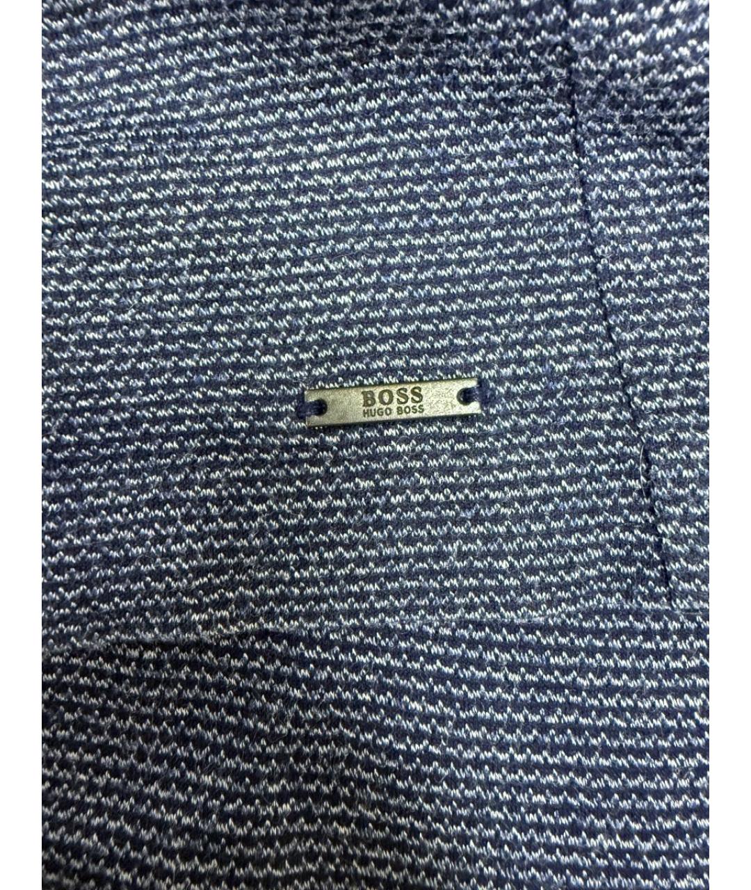HUGO BOSS Темно-синее хлопковое поло с длинным рукавом, фото 5