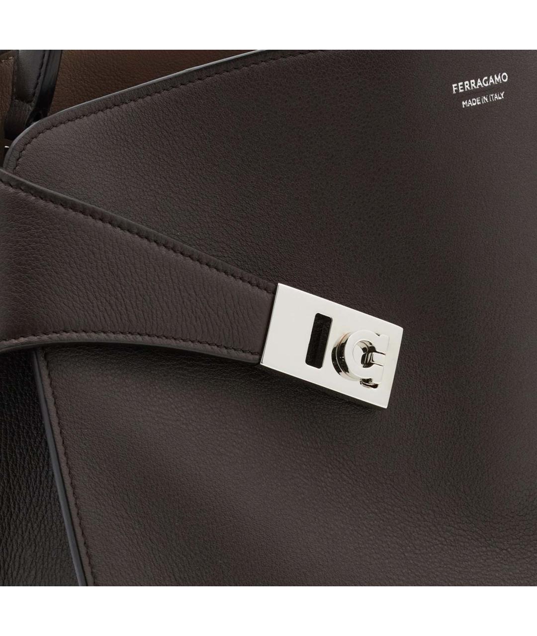 FERRAGAMO Коричневая кожаная сумка через плечо, фото 5