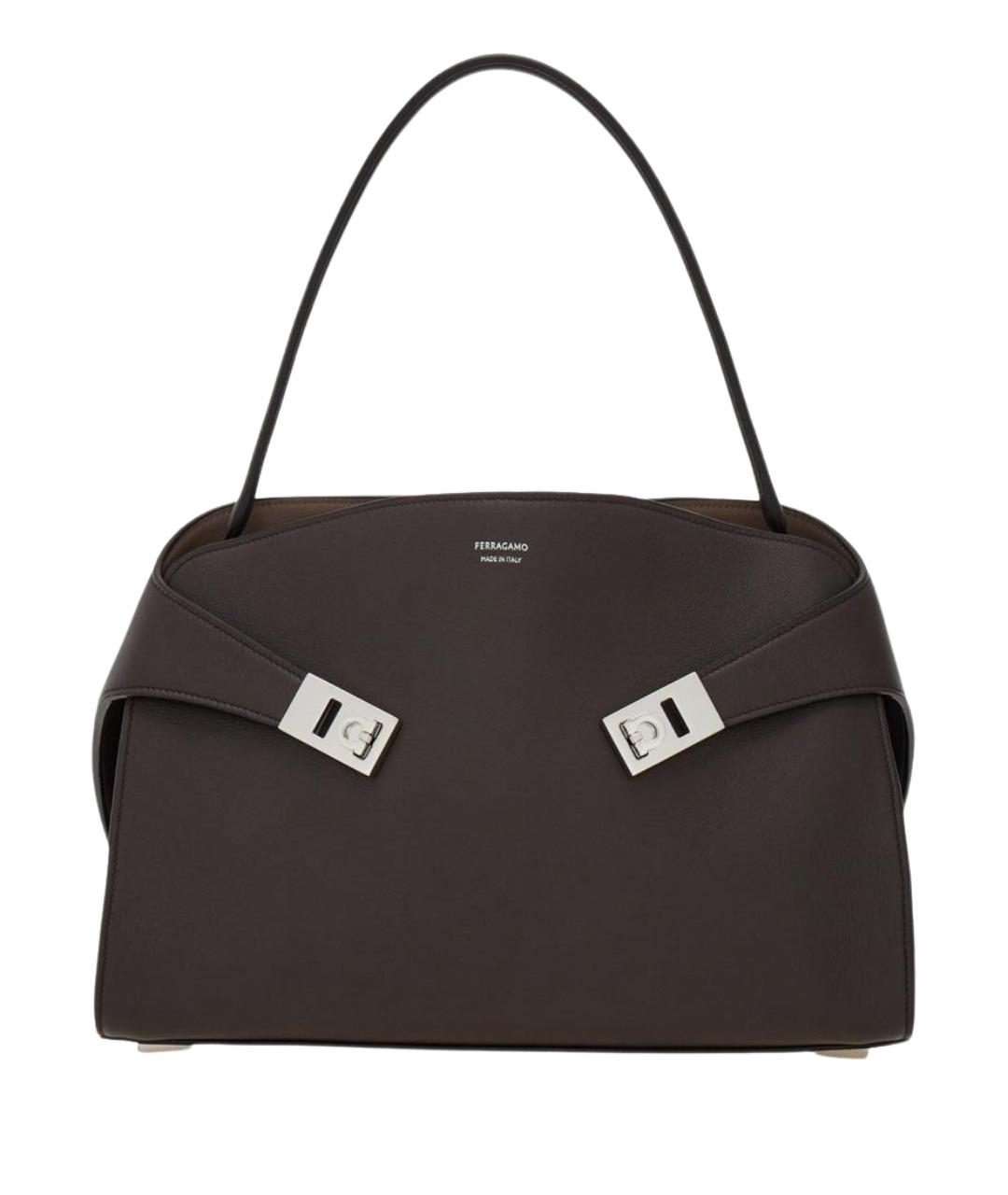 FERRAGAMO Коричневая кожаная сумка через плечо, фото 1