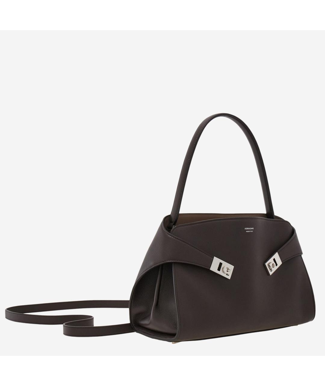 FERRAGAMO Коричневая кожаная сумка через плечо, фото 2