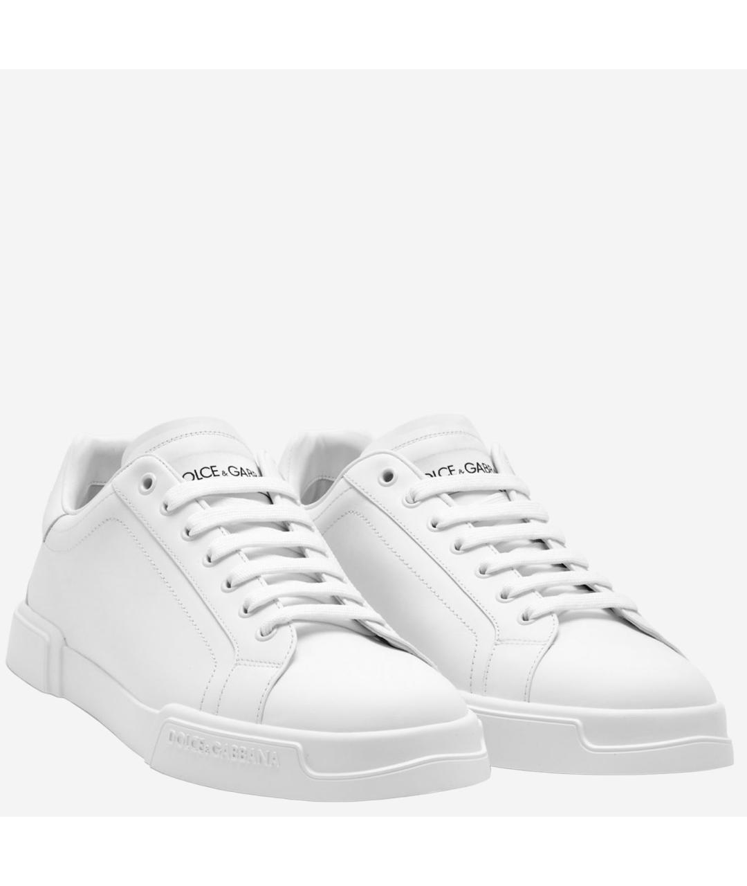 DOLCE&GABBANA Белые кожаные низкие кроссовки / кеды, фото 3