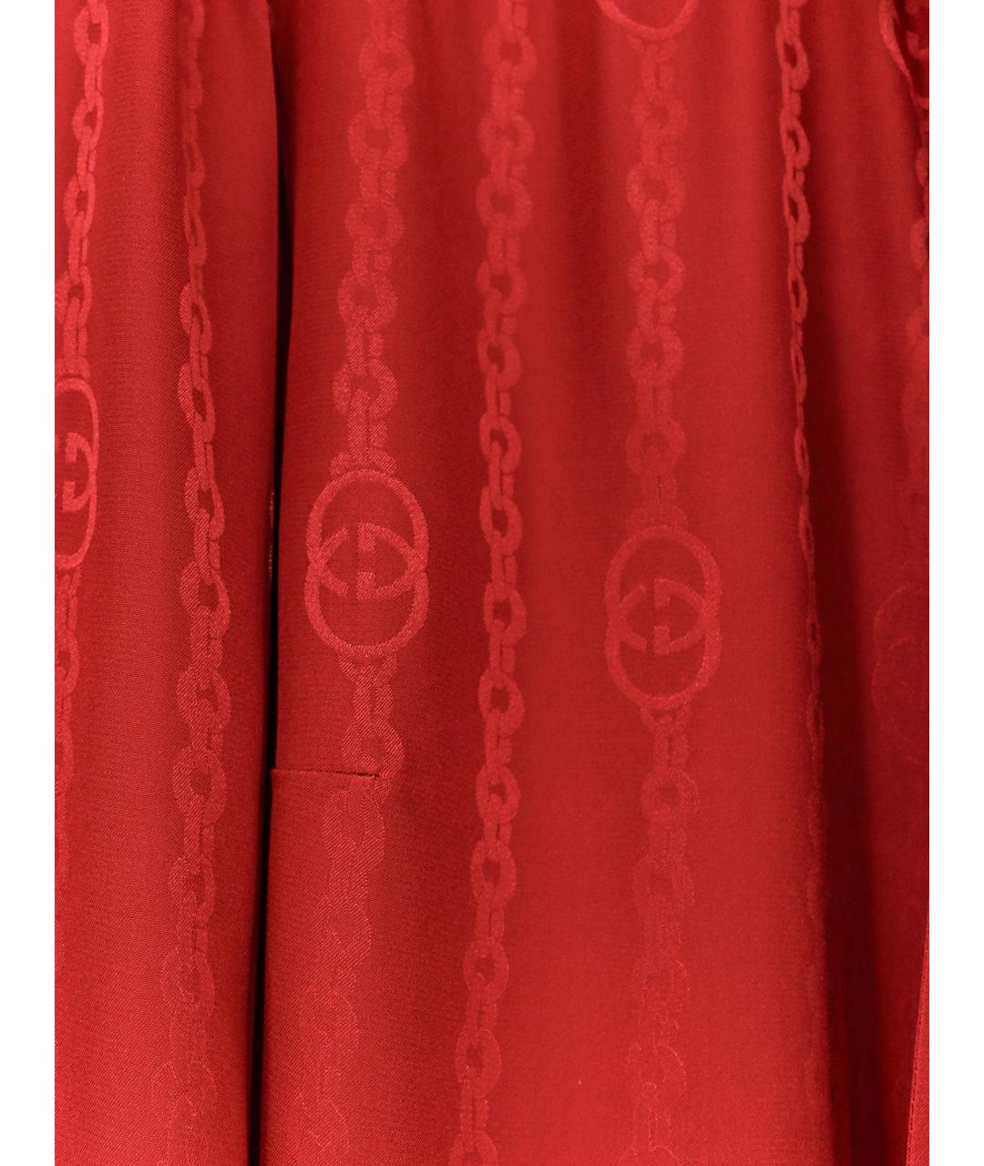 GUCCI Красная шелковая блузы, фото 3