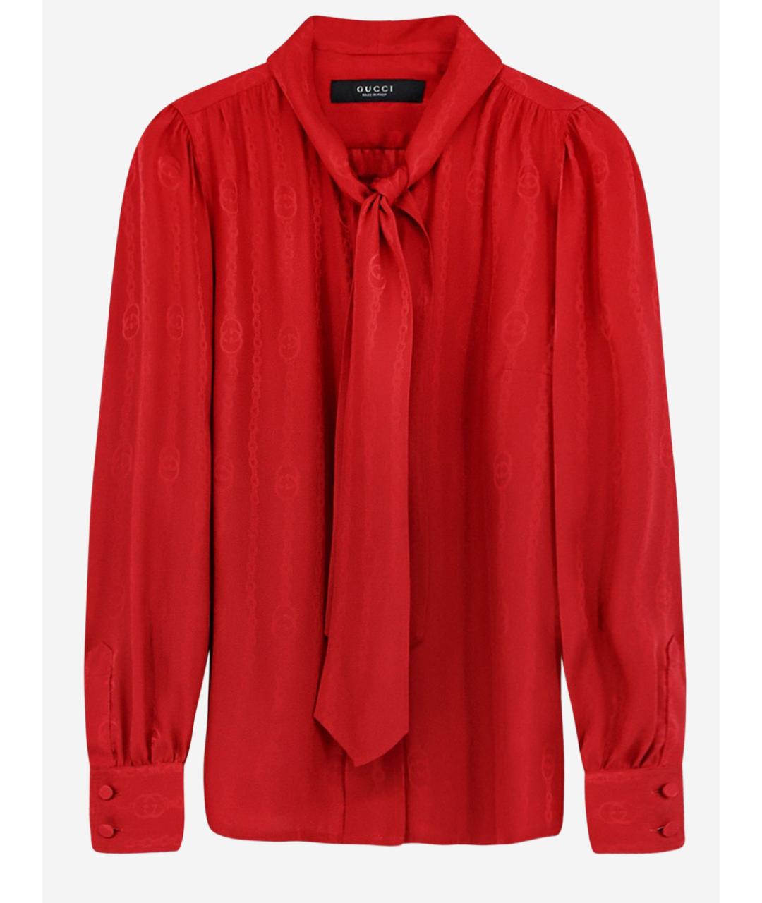 GUCCI Красная шелковая блузы, фото 1