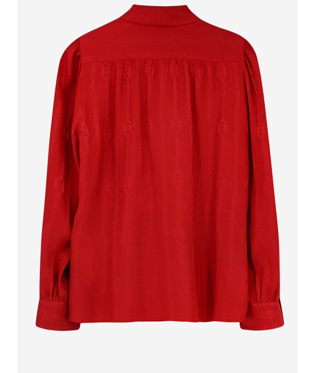 GUCCI Красная шелковая блузы, фото 2