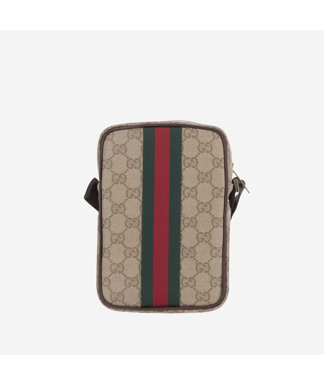GUCCI Бежевая жаккардовая сумка на плечо, фото 3