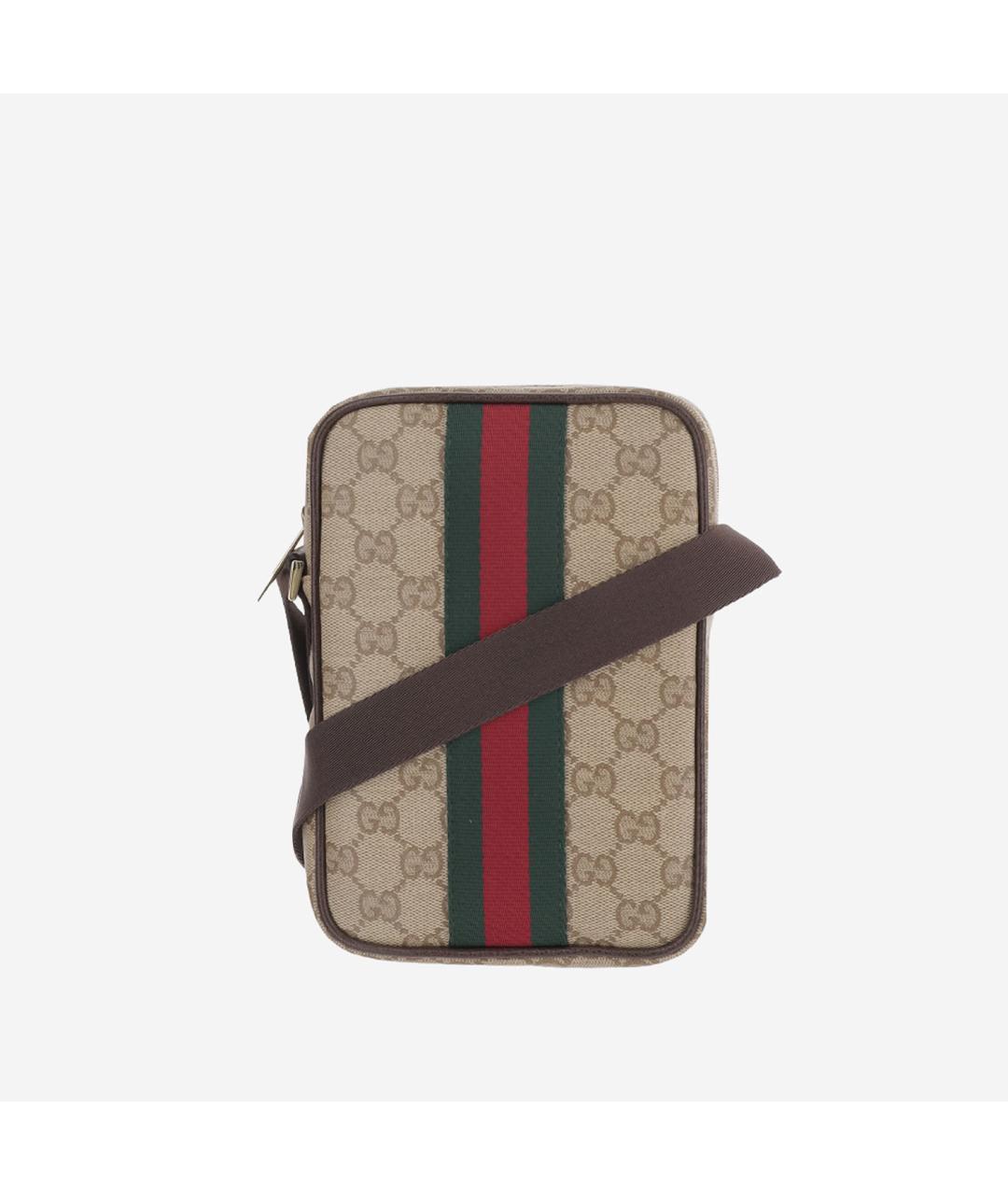 GUCCI Бежевая жаккардовая сумка на плечо, фото 1