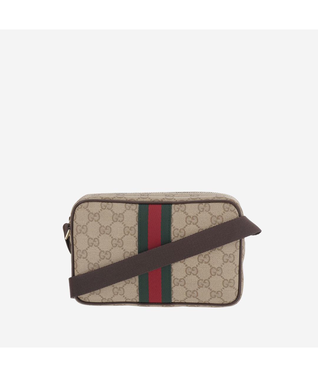 GUCCI Бежевая жаккардовая сумка через плечо, фото 1