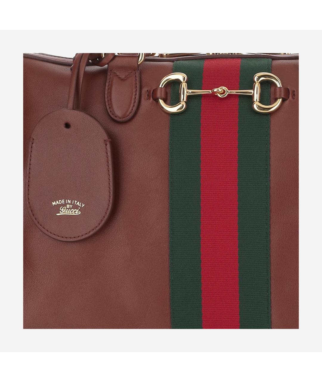 GUCCI Коричневая кожаная сумка тоут, фото 5