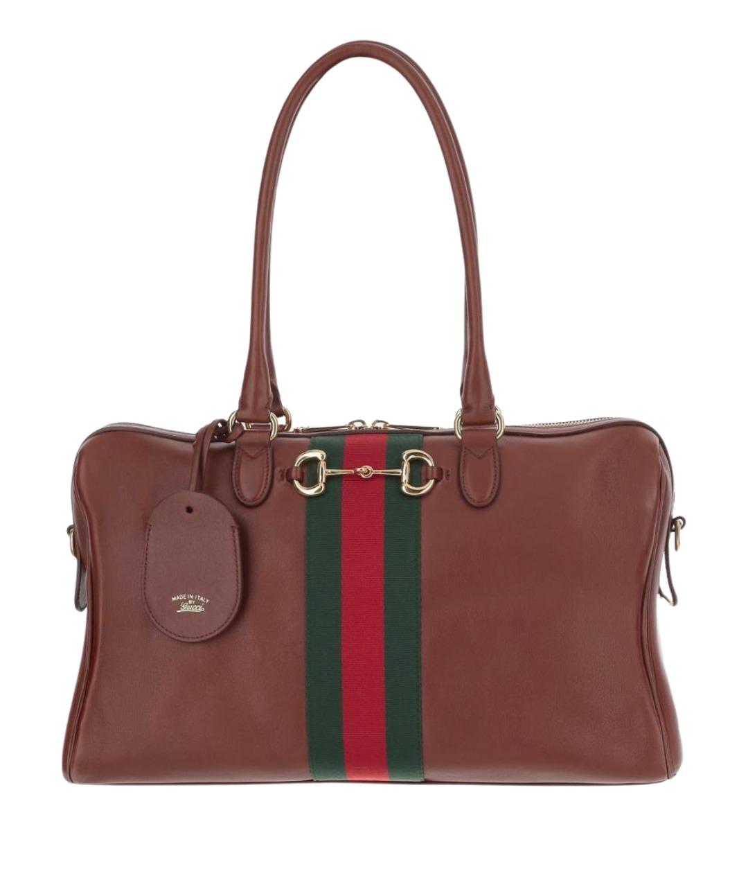 GUCCI Коричневая кожаная сумка тоут, фото 1