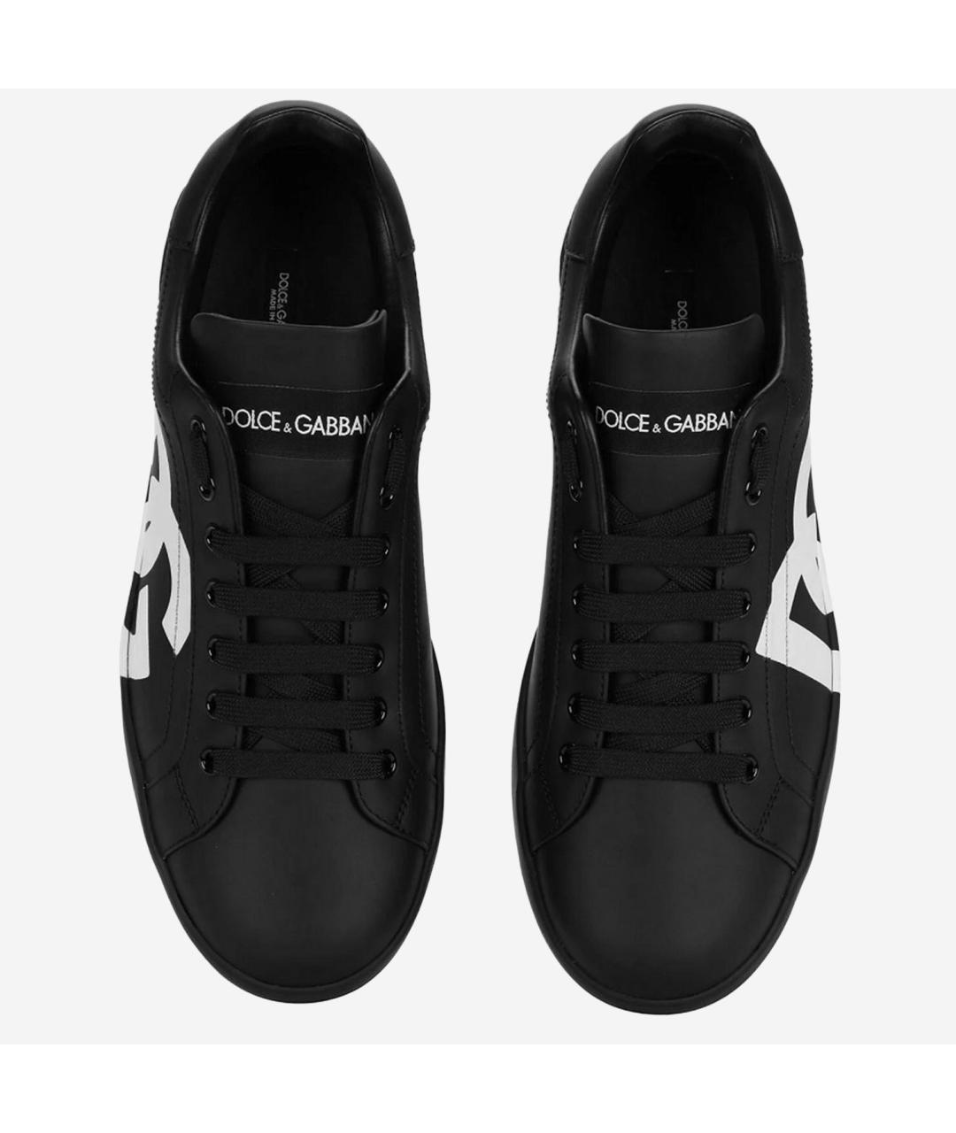 DOLCE&GABBANA Черные кожаные низкие кроссовки / кеды, фото 2