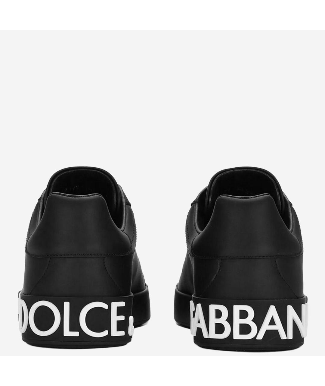 DOLCE&GABBANA Черные кожаные низкие кроссовки / кеды, фото 4