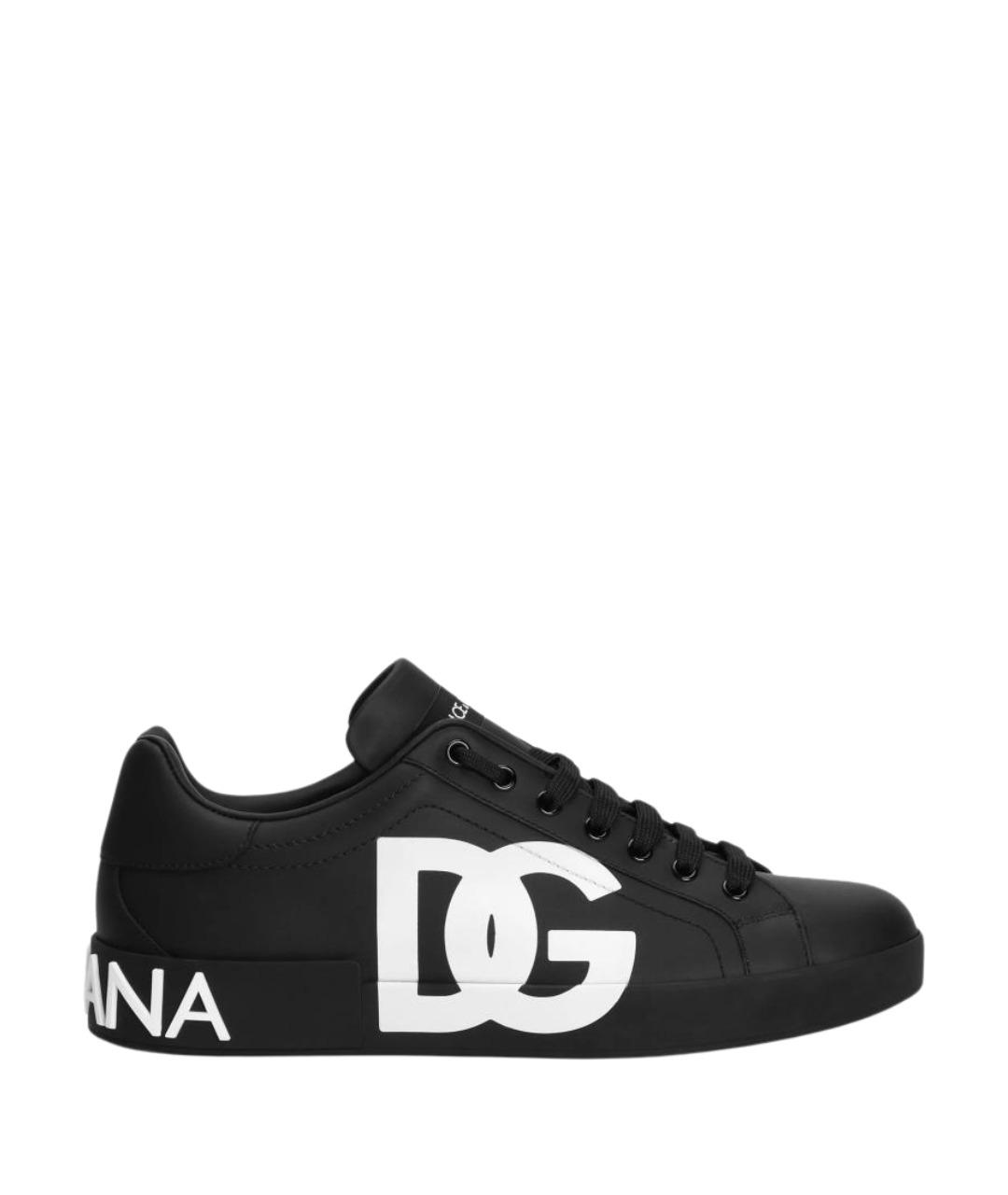DOLCE&GABBANA Черные кожаные низкие кроссовки / кеды, фото 1
