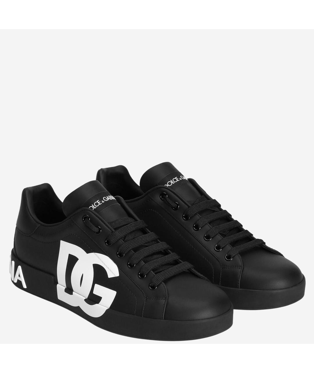DOLCE&GABBANA Черные кожаные низкие кроссовки / кеды, фото 3