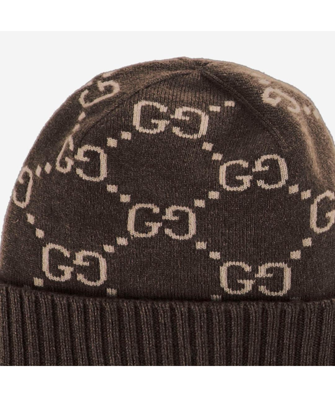 GUCCI Коричневая кашемировая шапка, фото 1