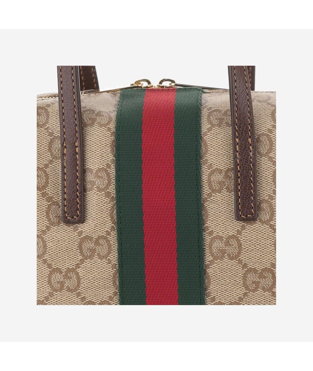 GUCCI Бежевая хлопковая сумка с короткими ручками, фото 5