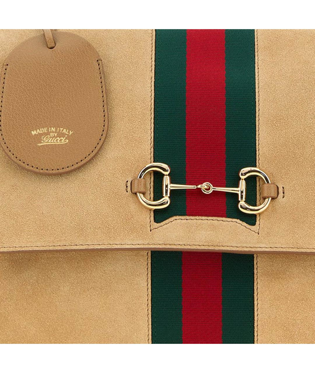 GUCCI Бежевая замшевая сумка с короткими ручками, фото 4