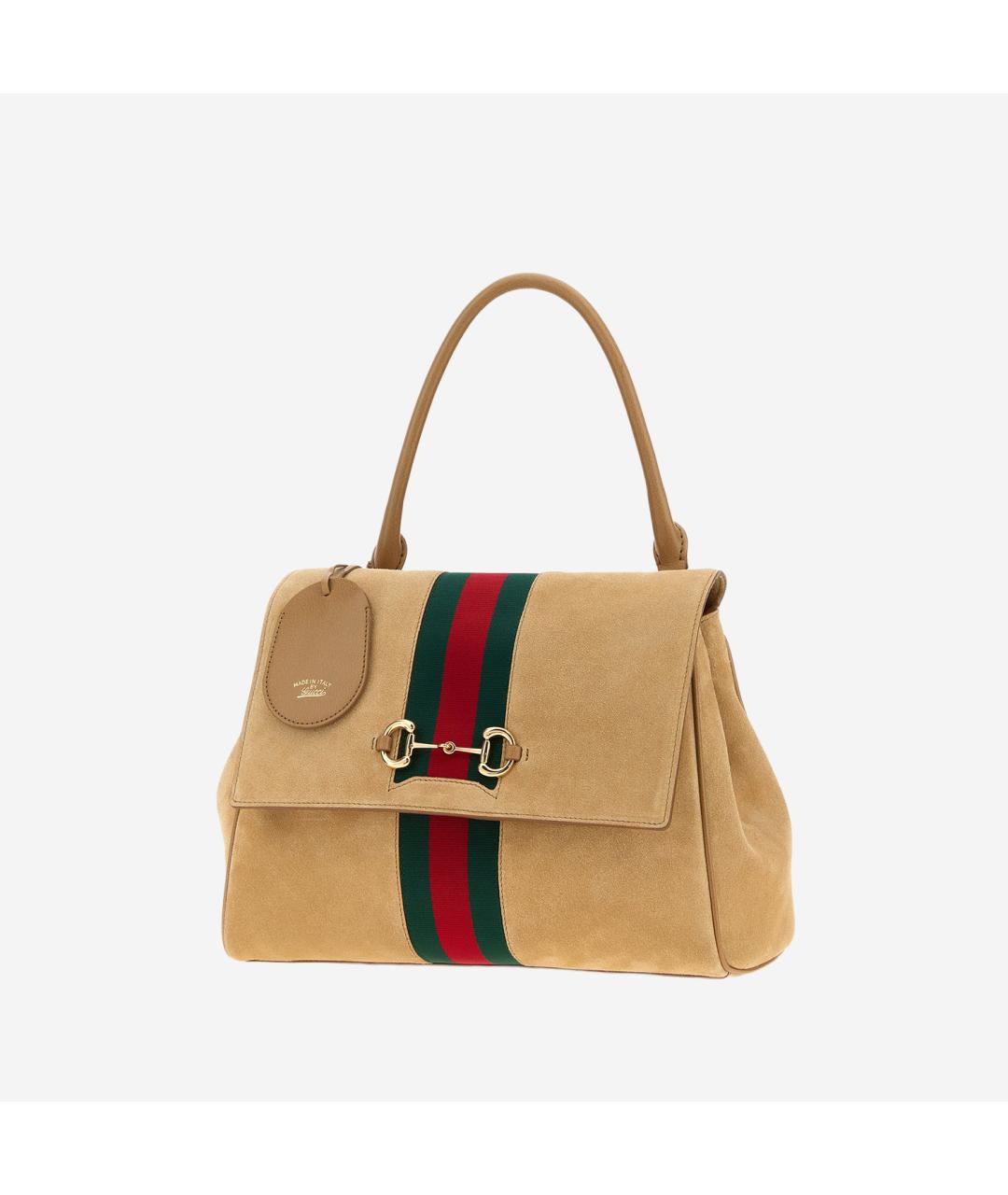 GUCCI Бежевая замшевая сумка с короткими ручками, фото 2