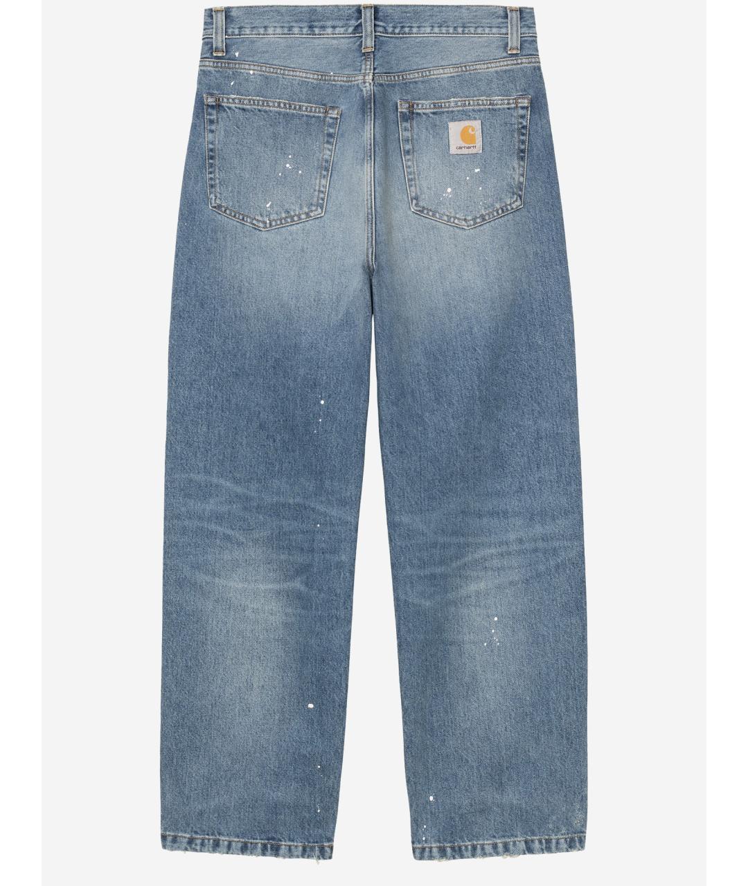 CARHARTT WIP Голубые хлопковые прямые джинсы, фото 2