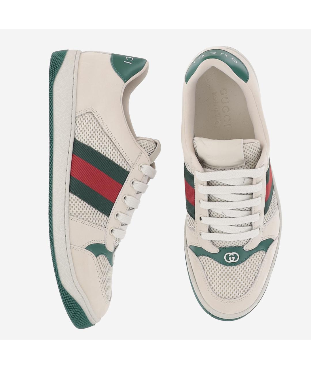 GUCCI Бежевые кожаные низкие кроссовки / кеды, фото 1