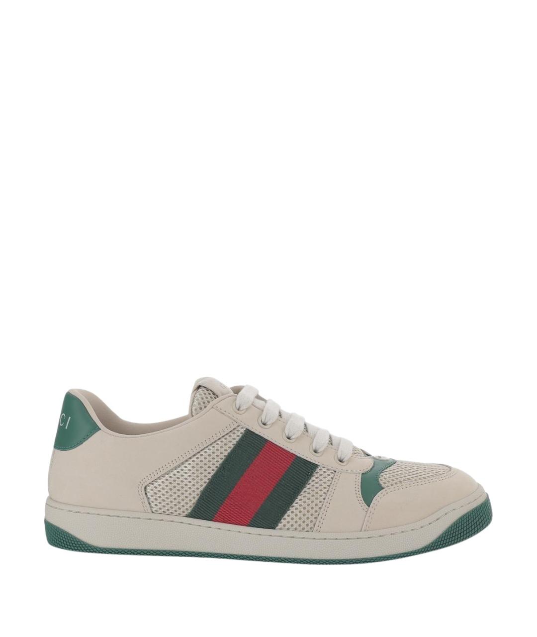 GUCCI Бежевые кожаные низкие кроссовки / кеды, фото 5