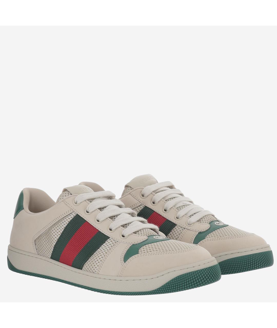 GUCCI Бежевые кожаные низкие кроссовки / кеды, фото 3