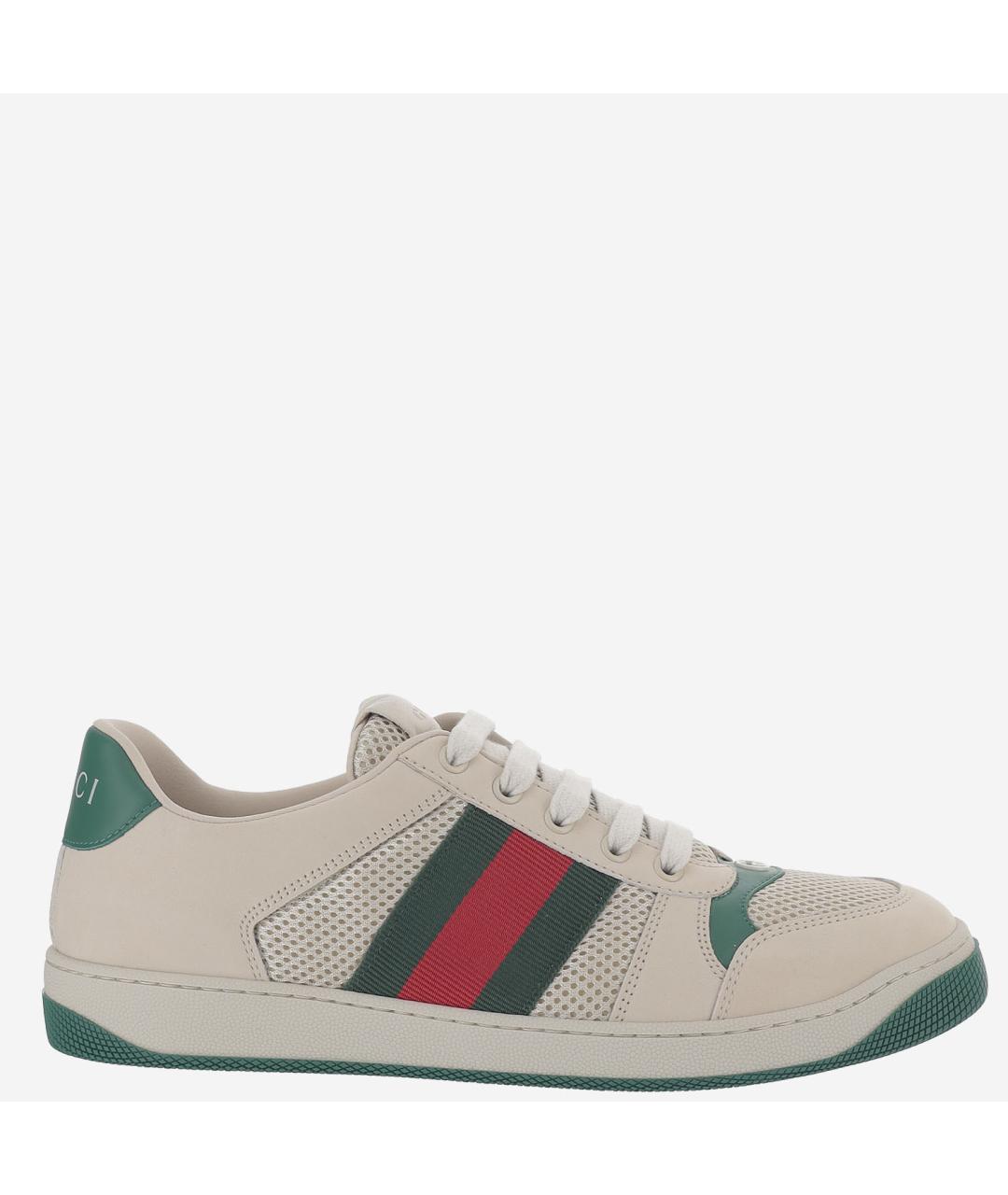 GUCCI Бежевые кожаные низкие кроссовки / кеды, фото 6