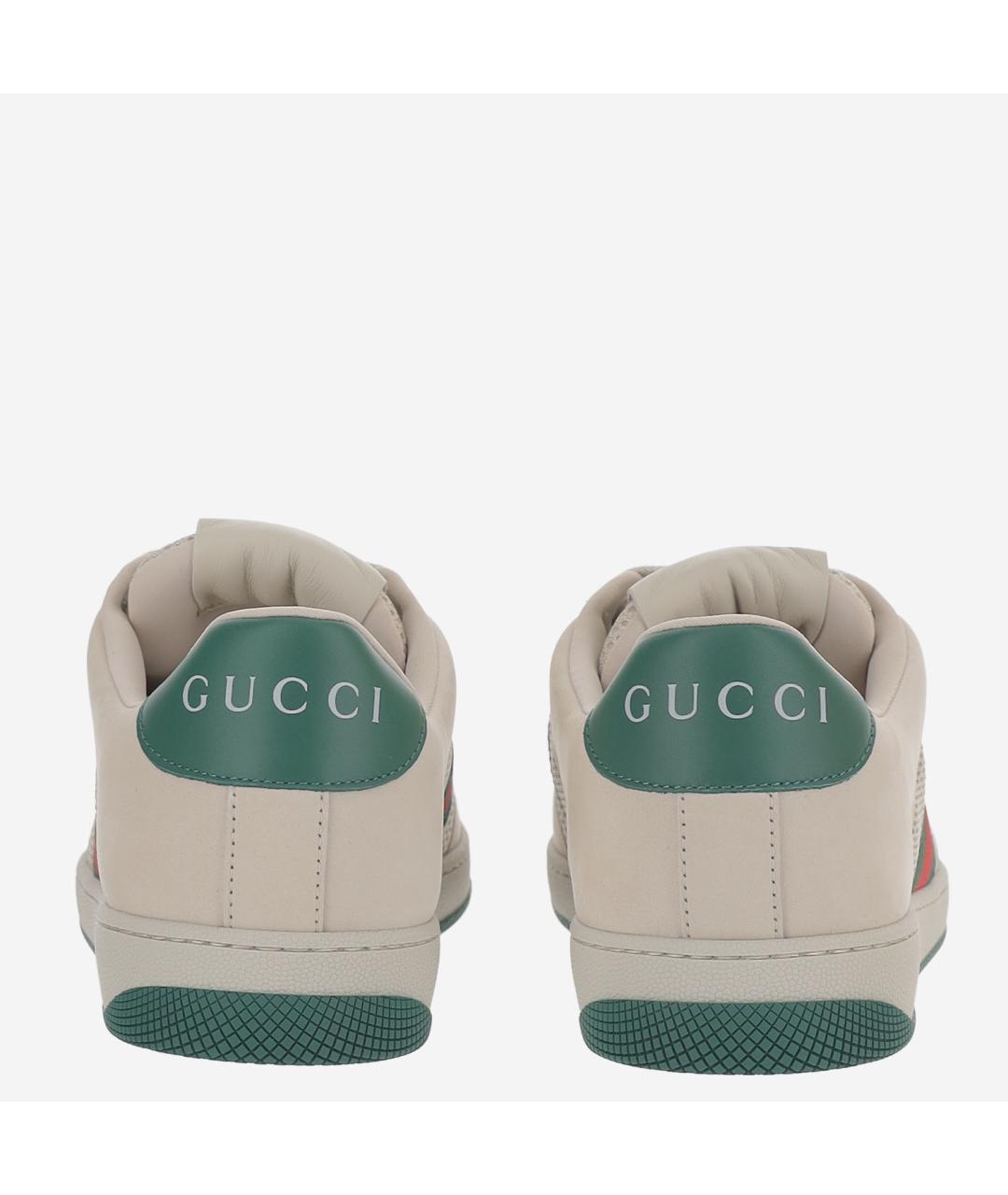 GUCCI Бежевые кожаные низкие кроссовки / кеды, фото 2