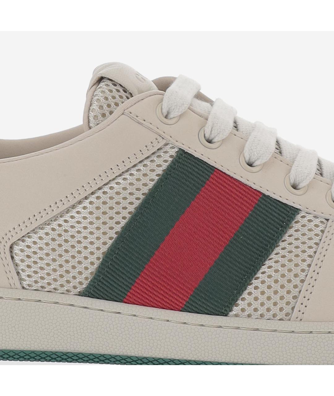 GUCCI Бежевые кожаные низкие кроссовки / кеды, фото 4