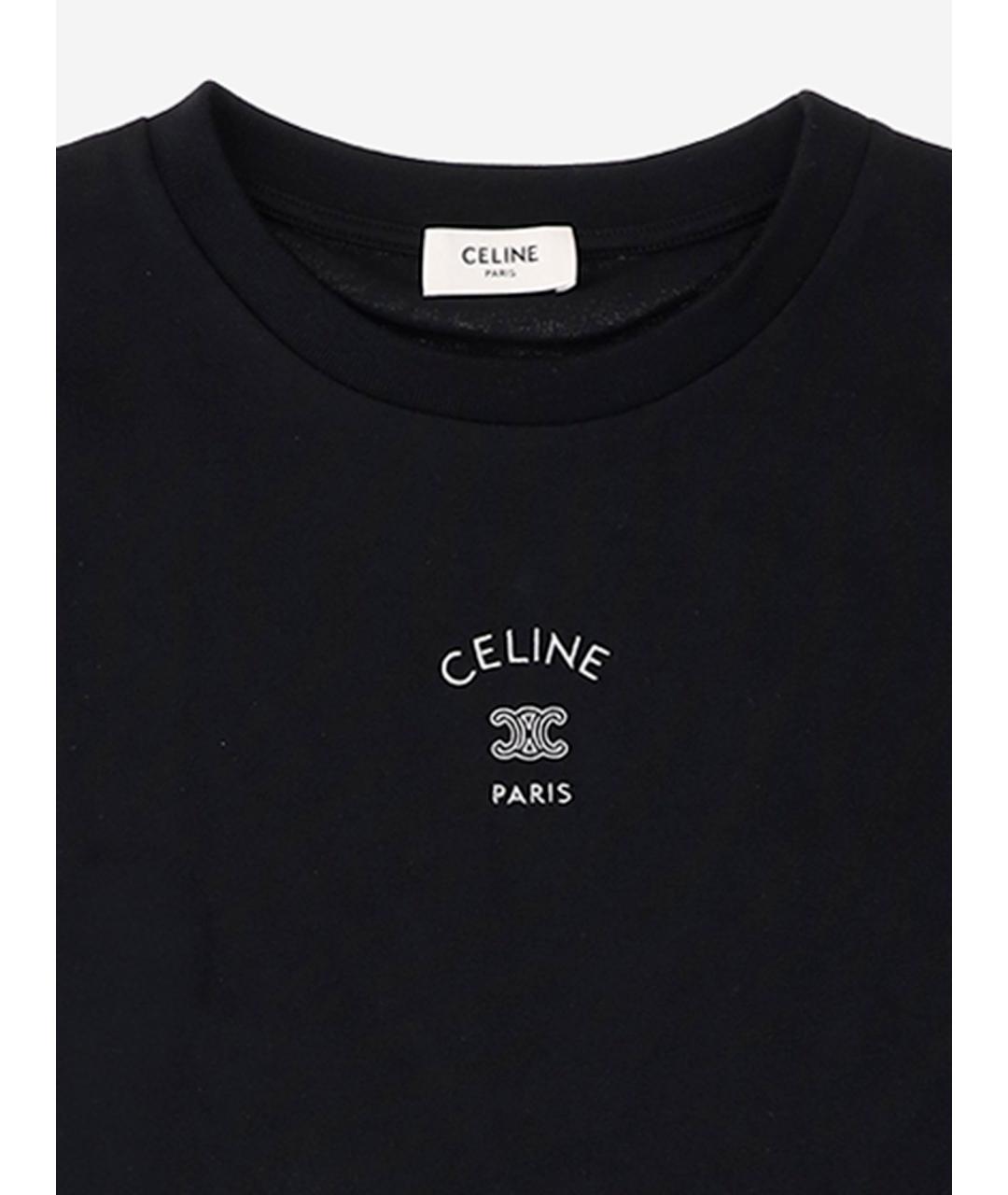 CELINE Черная хлопковая футболка, фото 2
