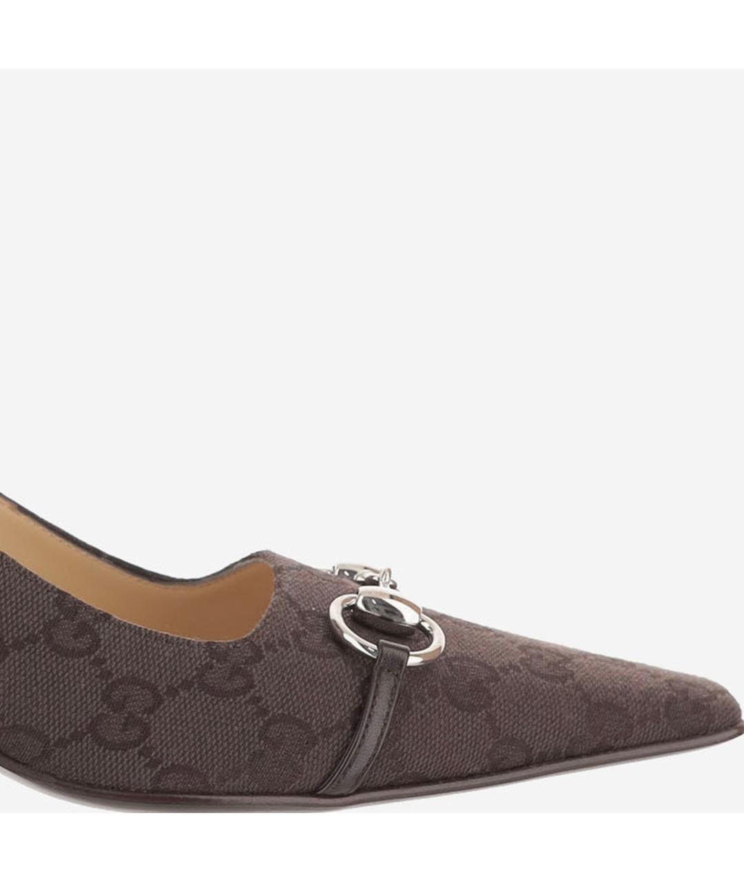 GUCCI Коричневые текстильные туфли, фото 4