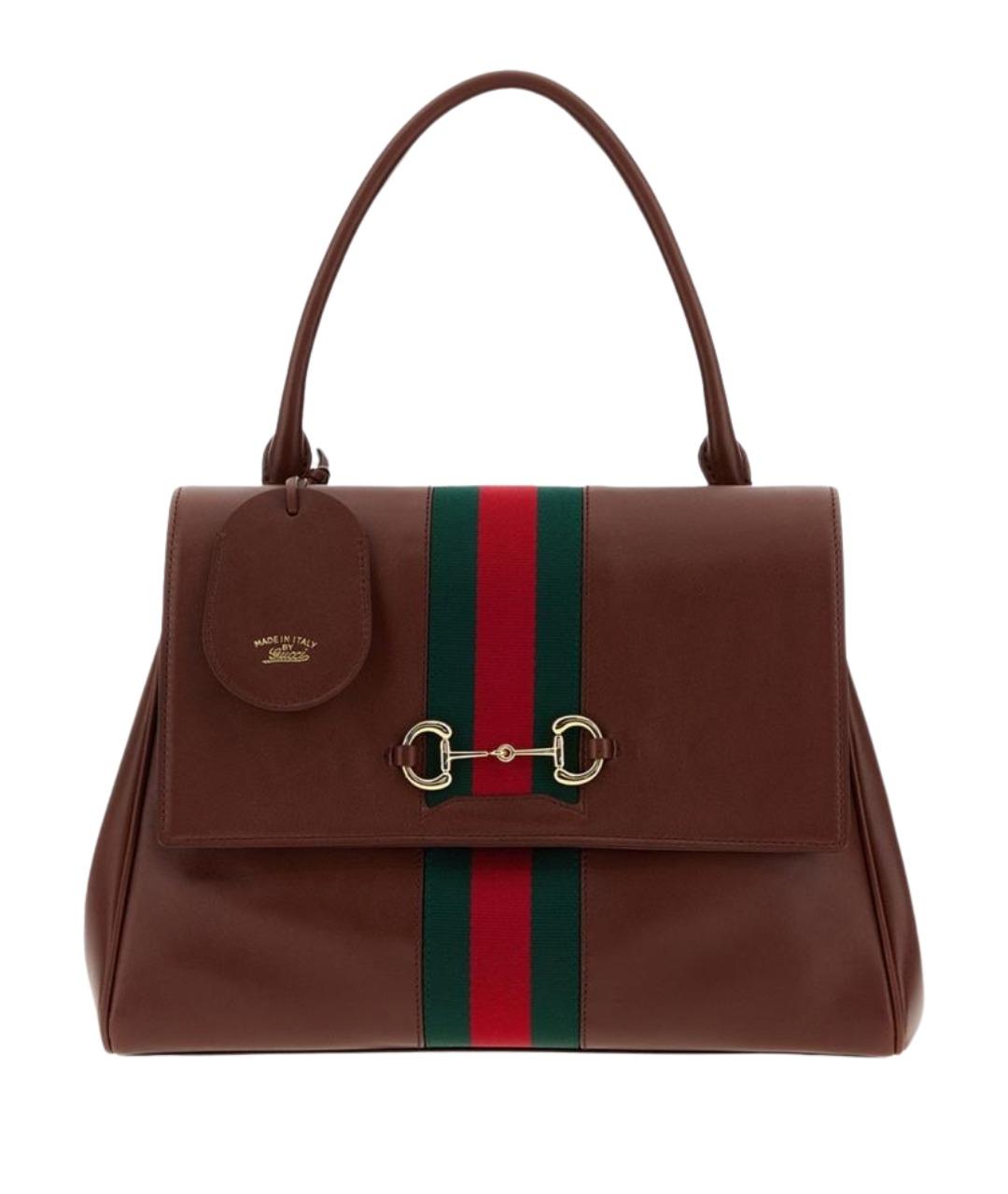 GUCCI Коричневая кожаная сумка с короткими ручками, фото 1