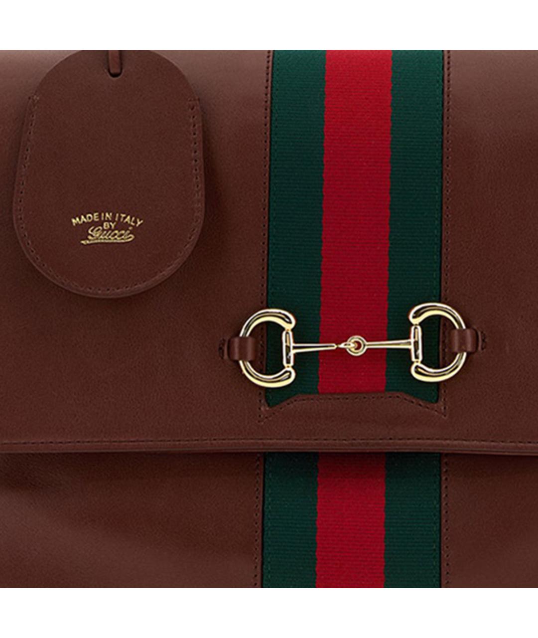 GUCCI Коричневая кожаная сумка с короткими ручками, фото 5